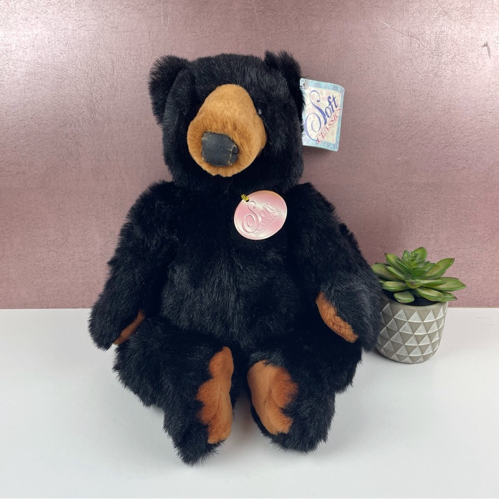 Vintage Soft Classics 1995 Black Brown Bear Plush Toys R' Us New With Tag